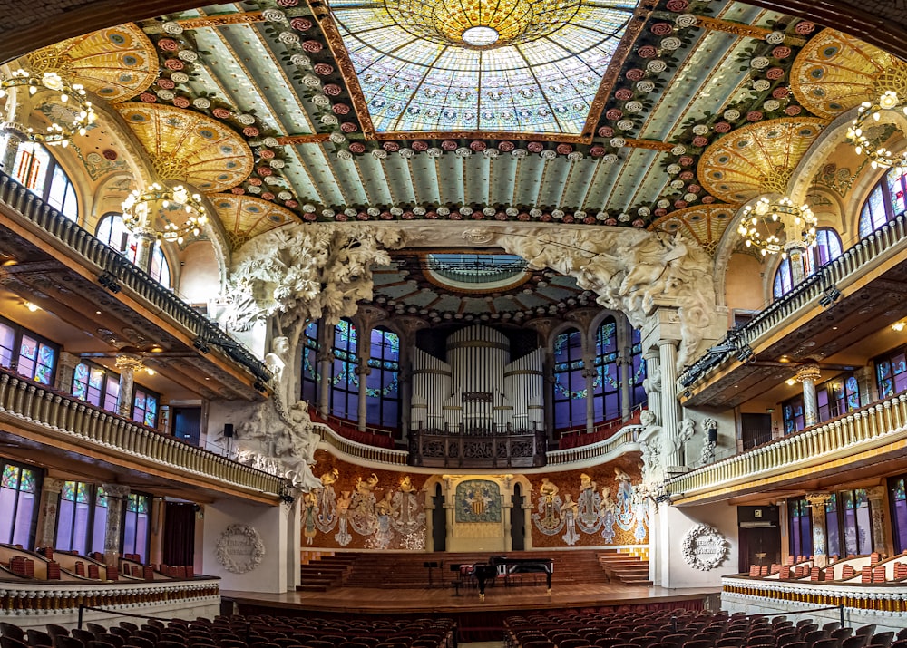 a large building with a stained glass ceiling