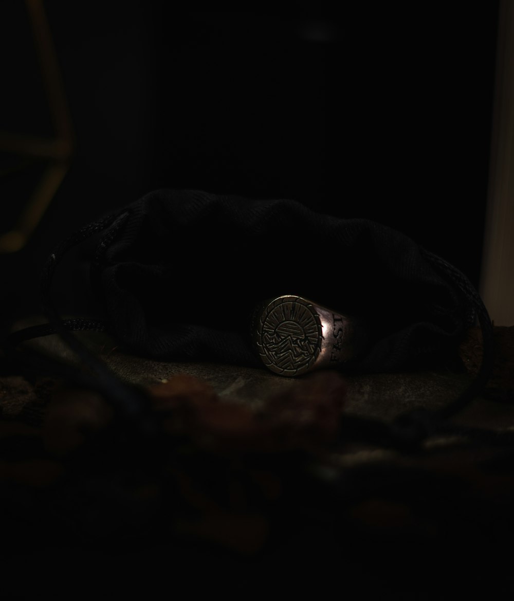 a black bag sitting on top of a table