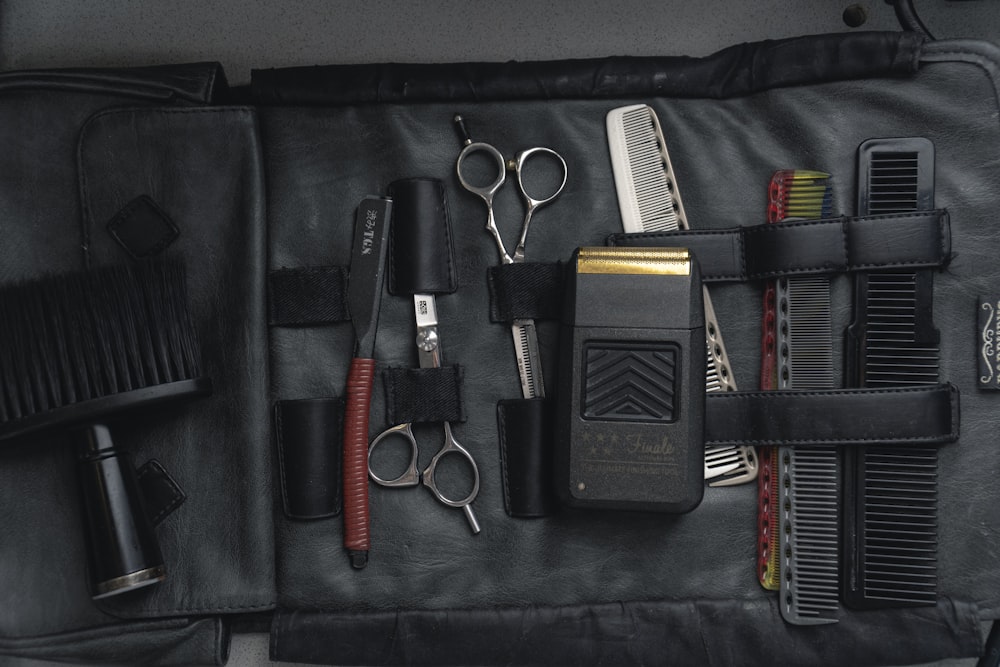 a black case filled with lots of different items