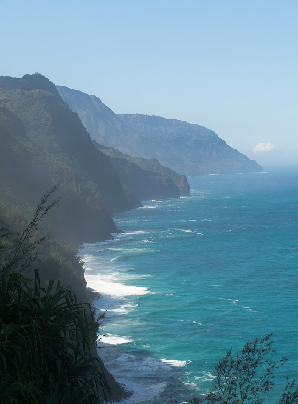 a view of the ocean from a cliff