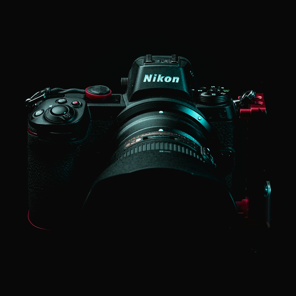 a close up of a camera in the dark