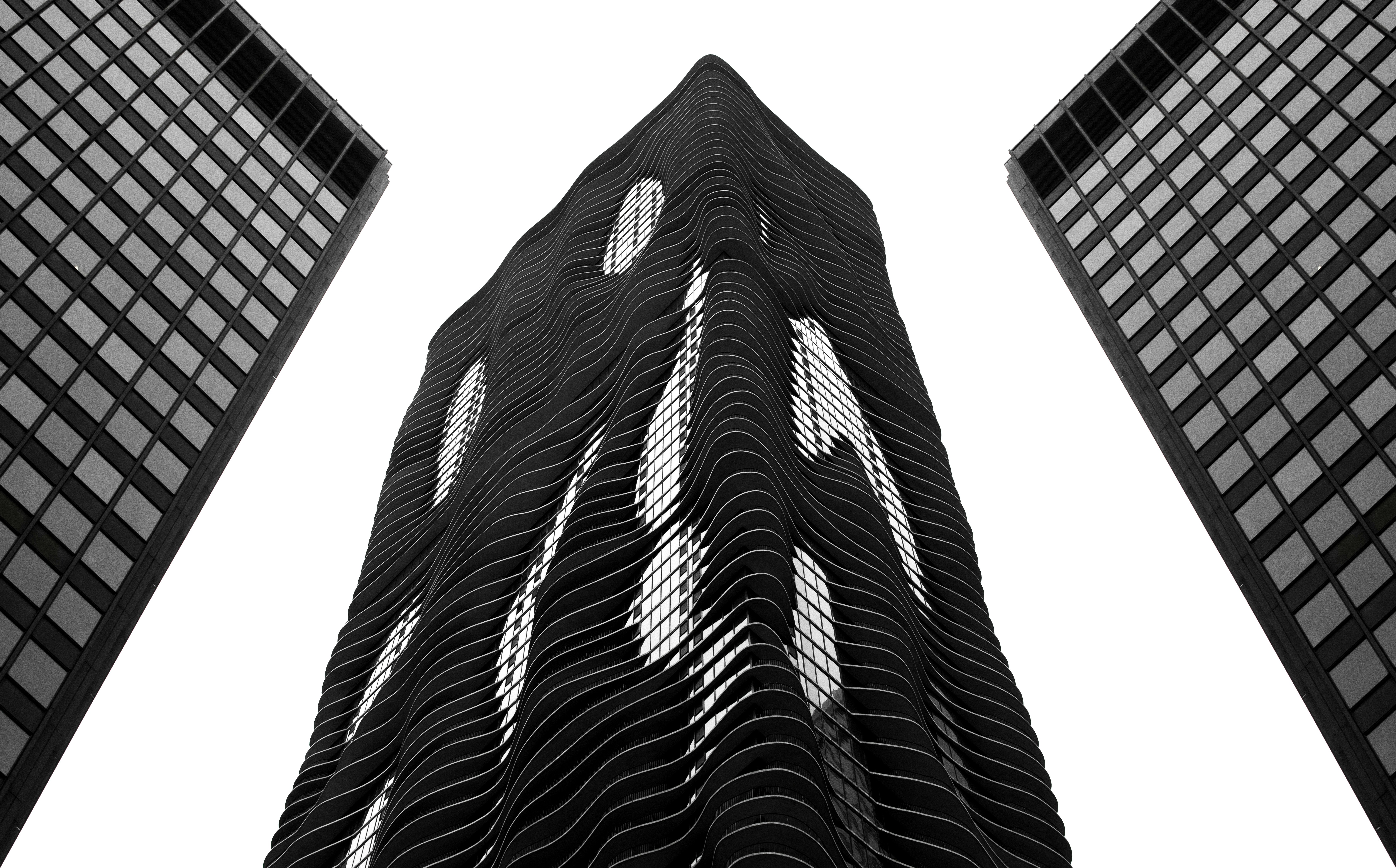 a very tall building towering up into the sky, 