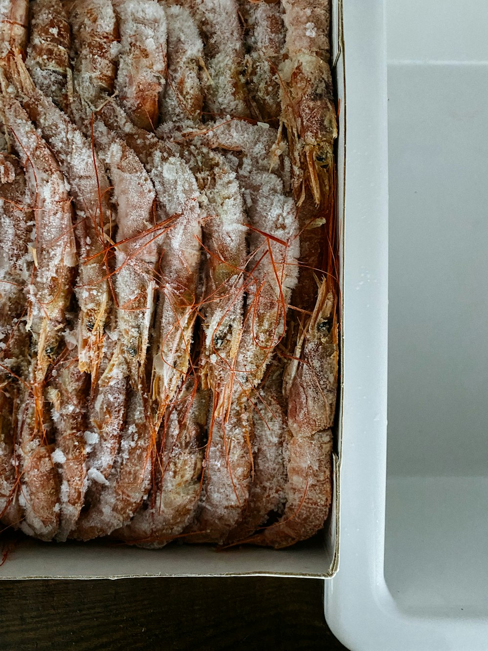 a close up of a box of food on a table