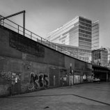 Before and after images showing transformation of a downtown area.