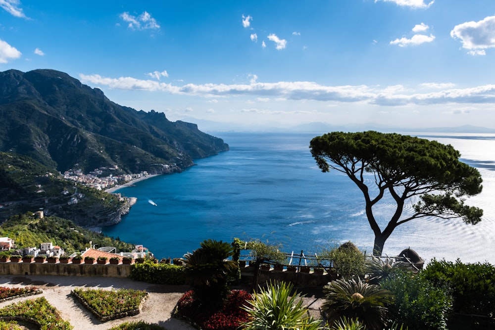 una vista panoramica di uno specchio d'acqua