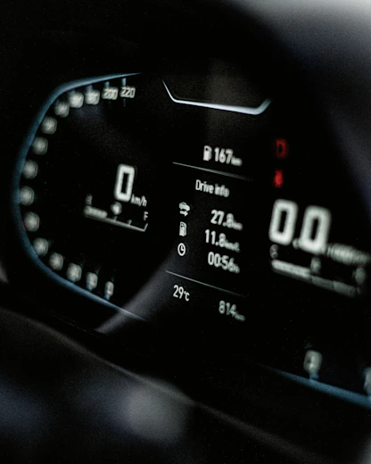 a close up of a speedometer in a car