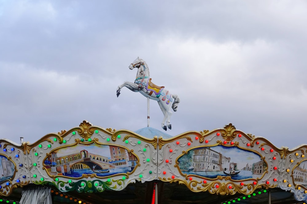 a merry go round on a cloudy day