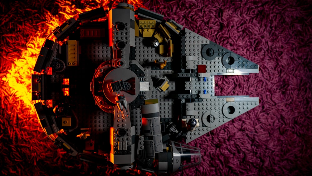 a close up of a lego star wars death star