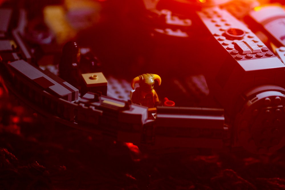 a close up of a lego vehicle on a table