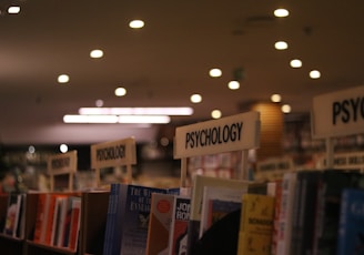 a row of books on a shelf in a library