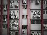 a bunch of air conditioners during summer