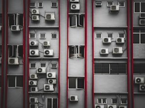 a bunch of air conditioners during summer