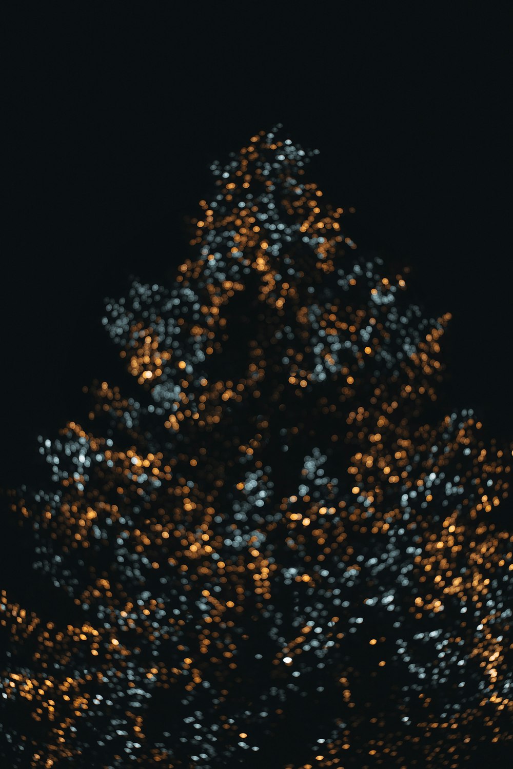 a large tree is lit up at night