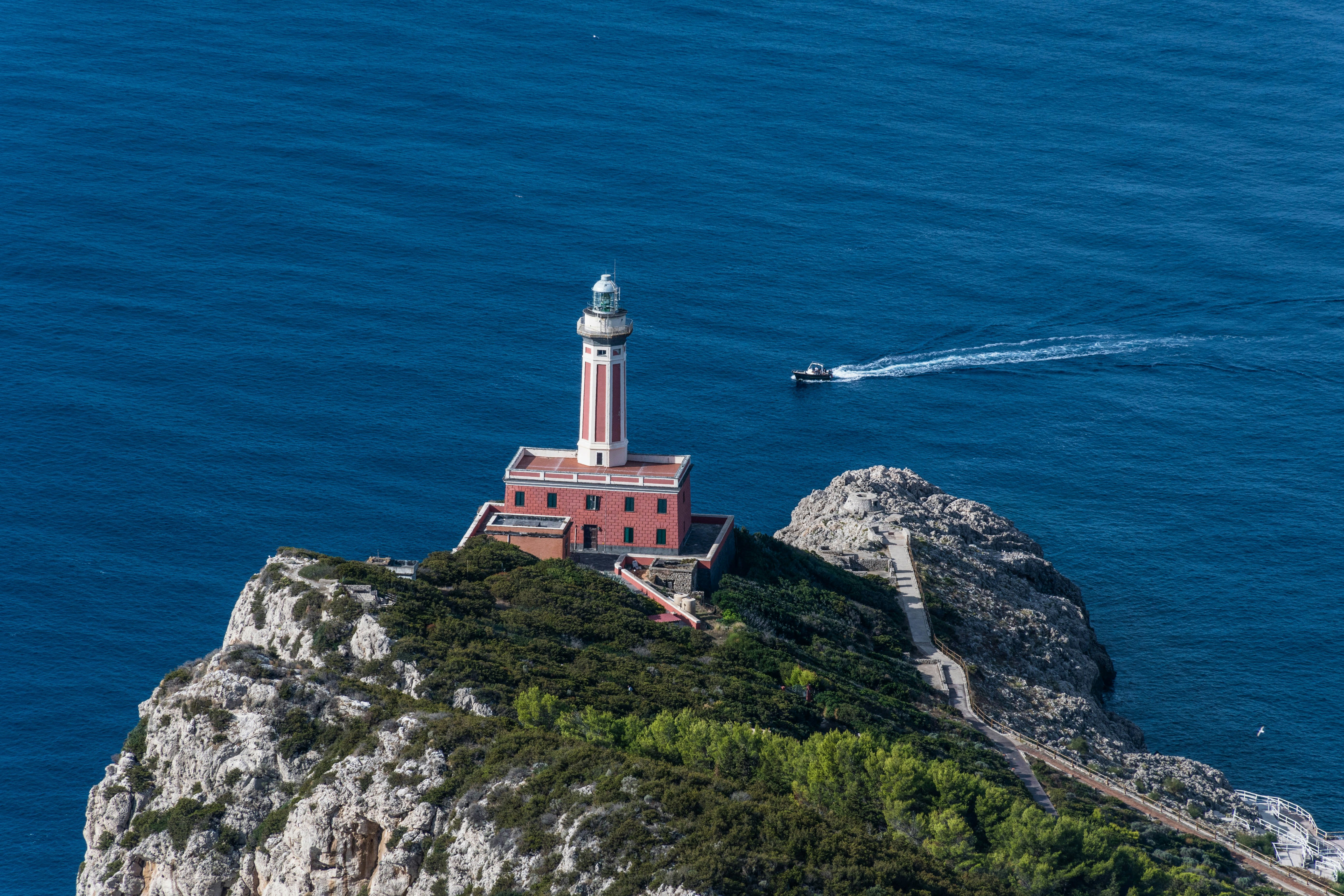 Punta Carena Lighthouse is an active lighthouse, located on the island of Capri, about 3 kilometers southwest of Anacapri, Italy.