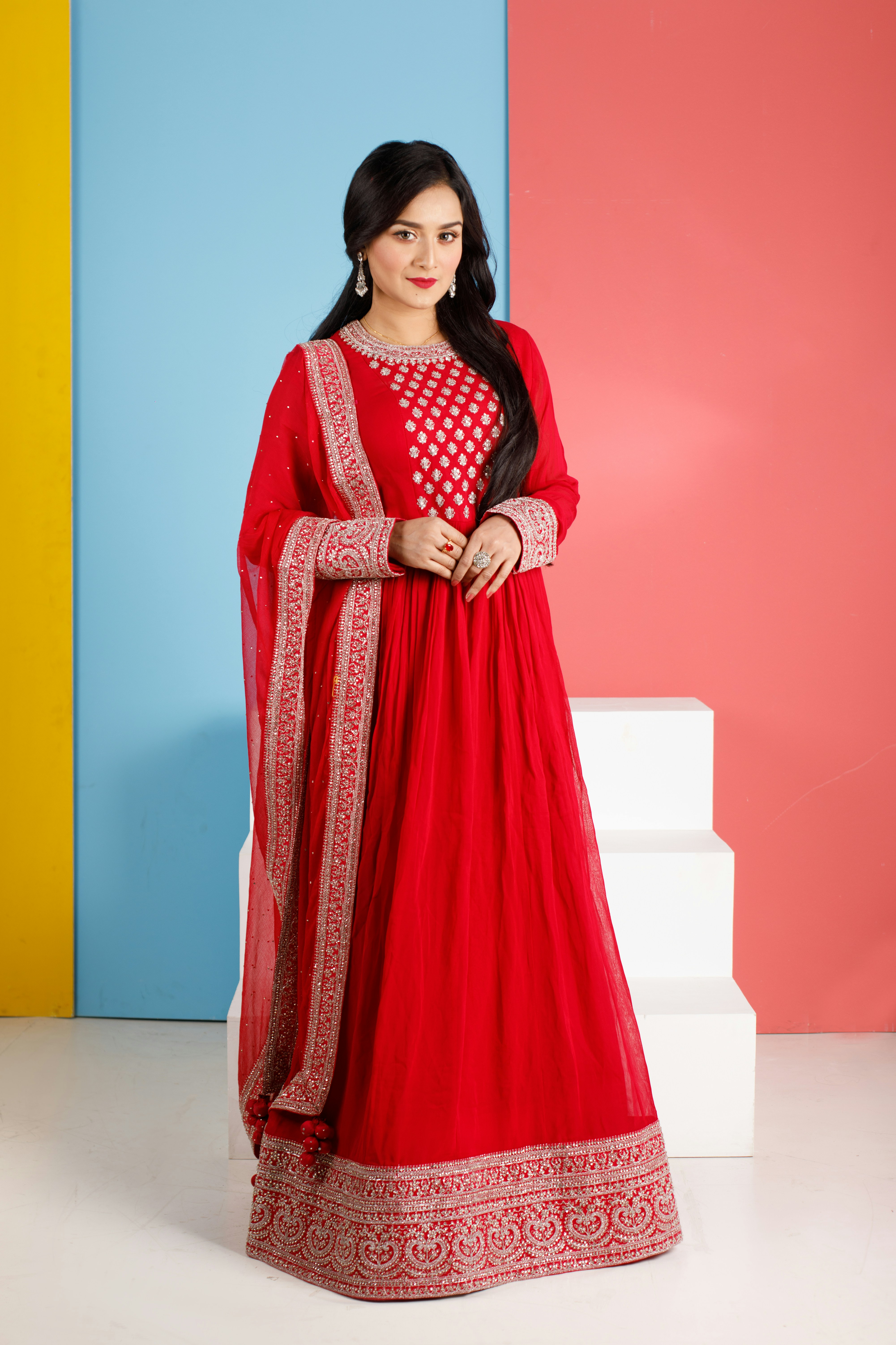 Scarlet Georgette Anarkali Suit