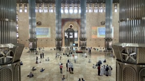 A beautifully cleaned mosque interior with polished floors and spotless surfaces