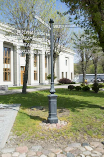 a street sign in front of a building