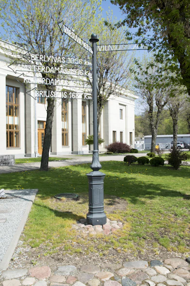 a street sign in front of a building