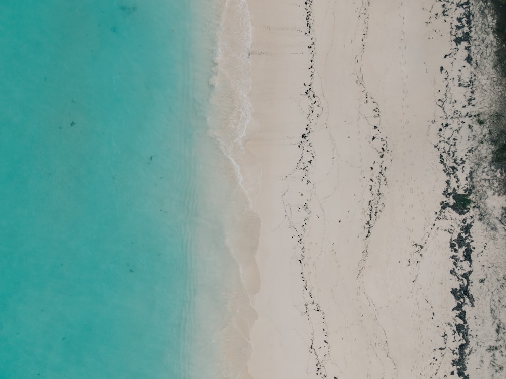 a bird's eye view of a beach and ocean