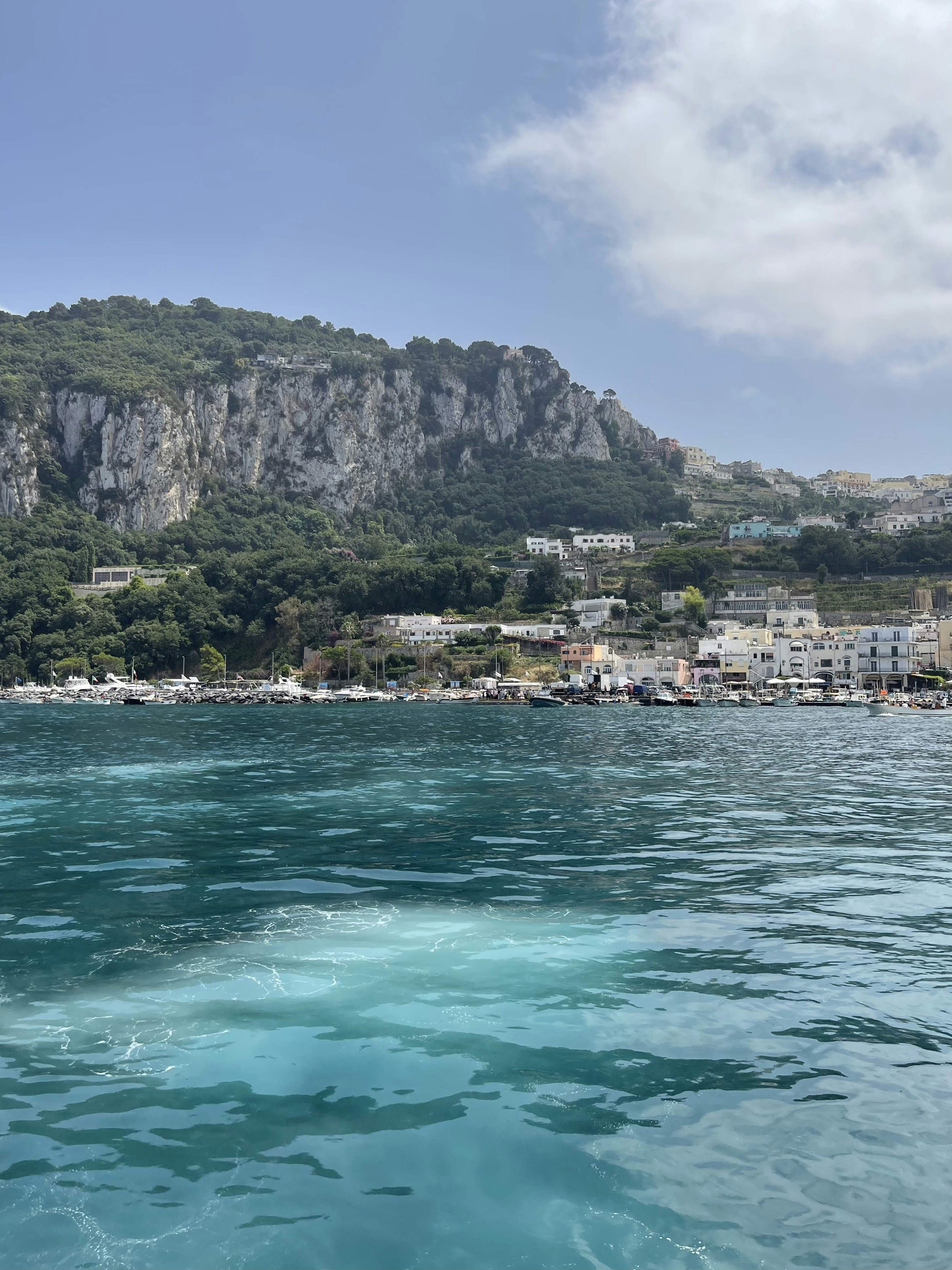 a body of water with a mountain in the background