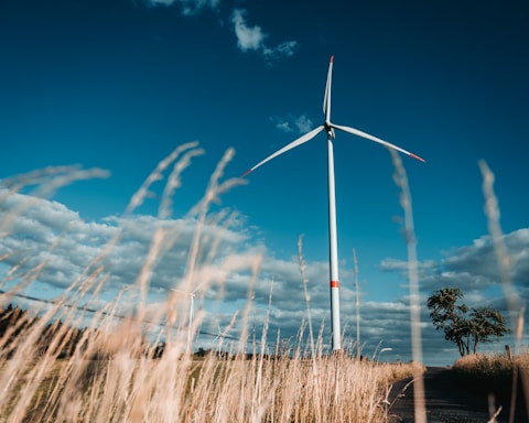 a wind turbine in the middle of a field