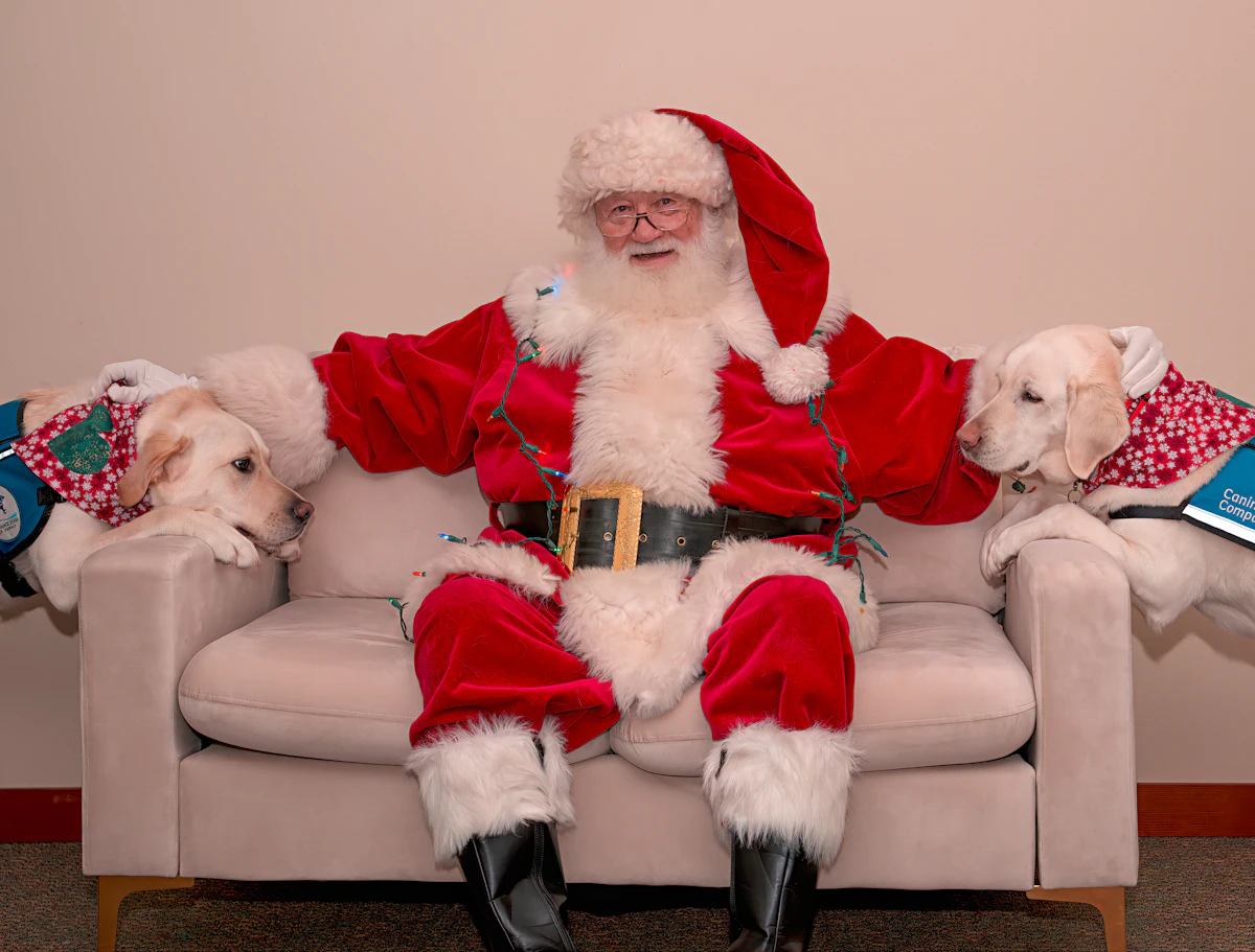Santa with two dogs