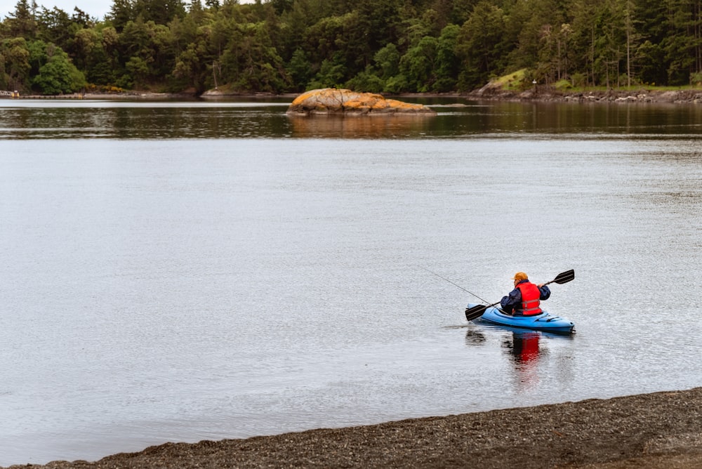 a person in a kayak on a body of water