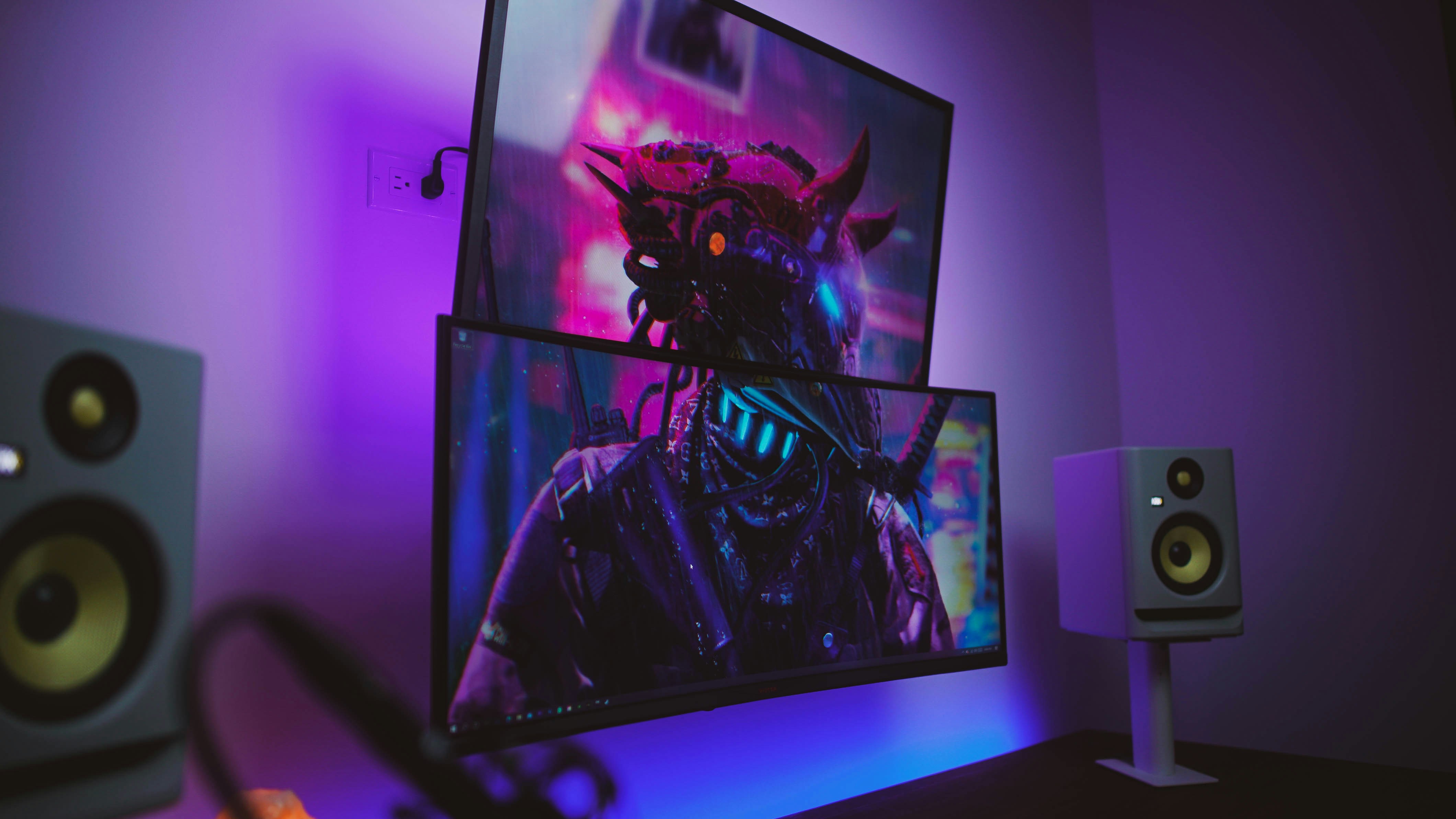 a computer monitor sitting on top of a desk