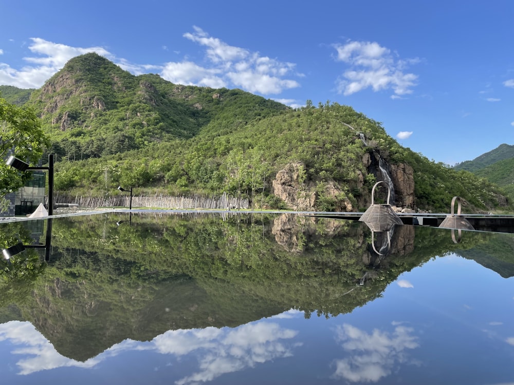 a large body of water surrounded by mountains