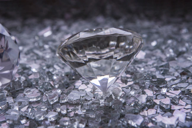 Crystal-clear window panels with a subtle diamond sparkle effect highlighting the cleaning precision.