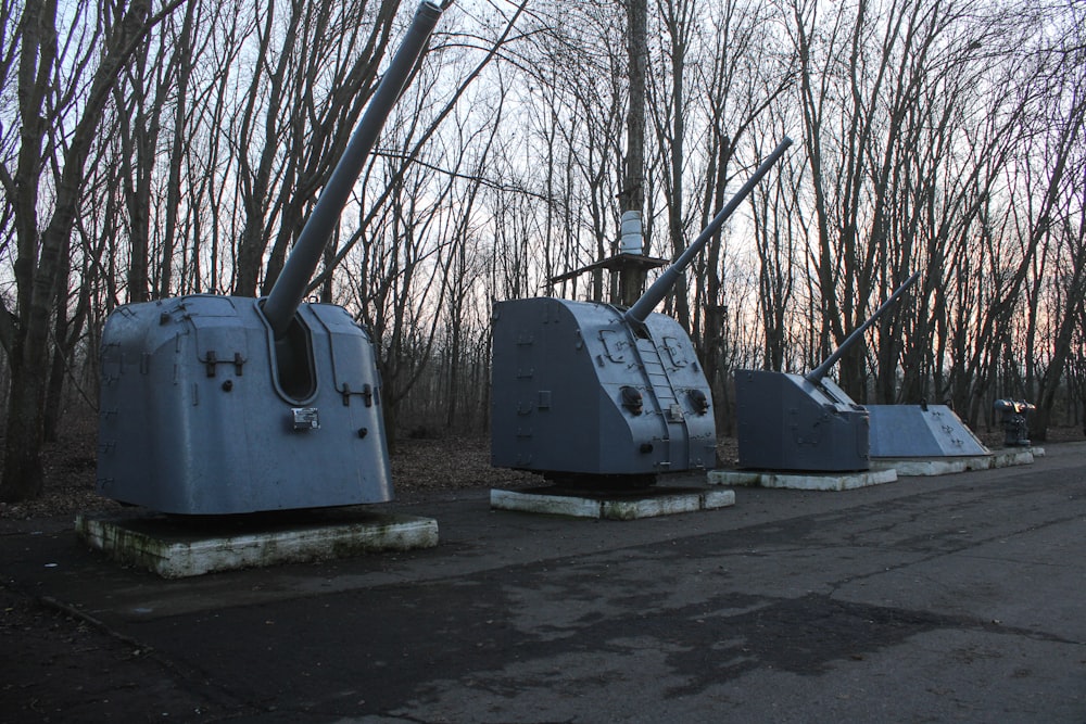 a row of tanks sitting next to each other