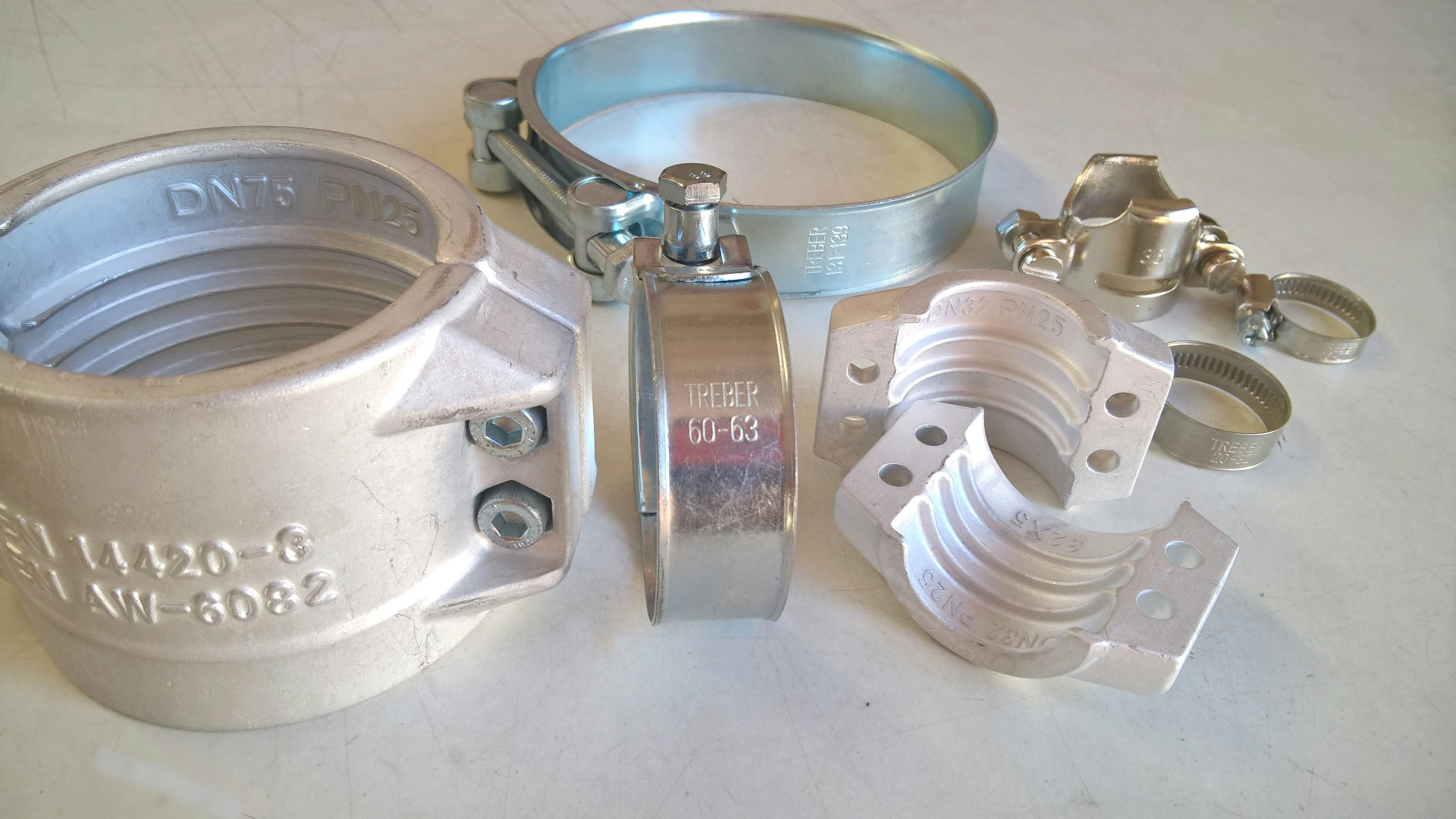 Metal pipe clips and clamps