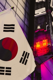 a white flag with a black and red circle on it
