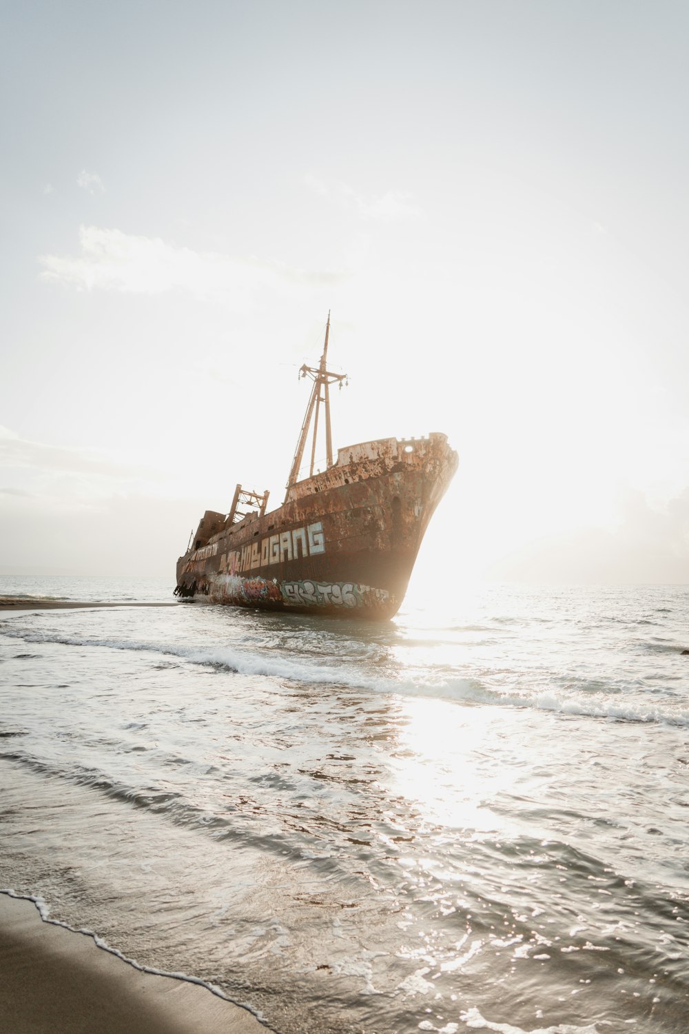 a ship that is sitting in the water