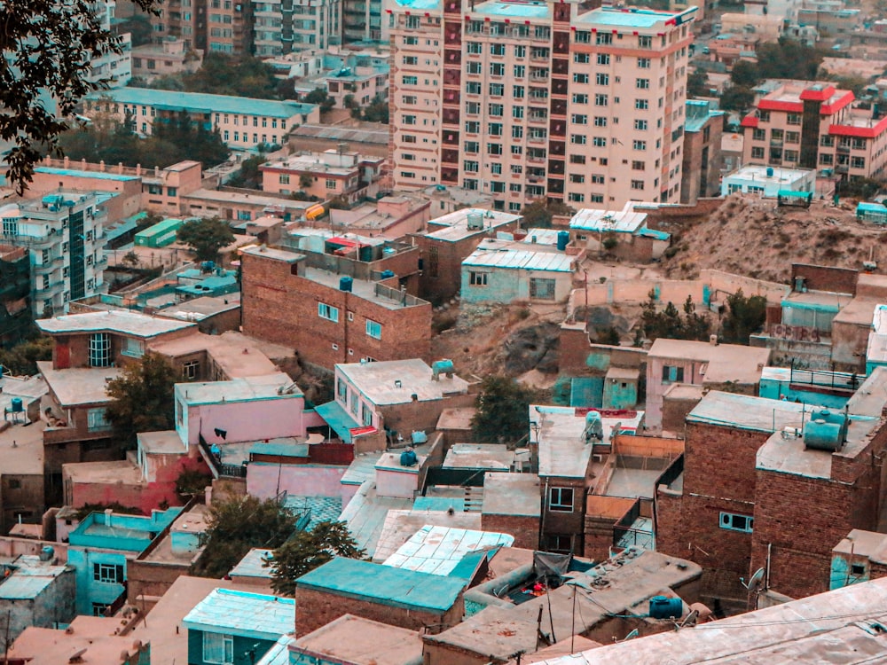 a view of a city with lots of tall buildings