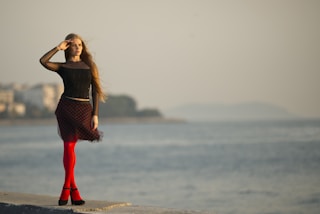 Attractive woman in red socks