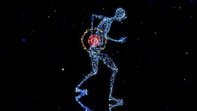 a man with a red ball in his hand