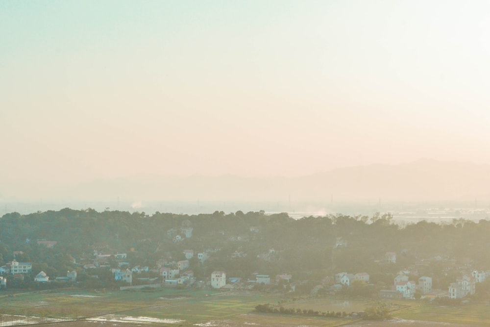 a view of a town from a hill