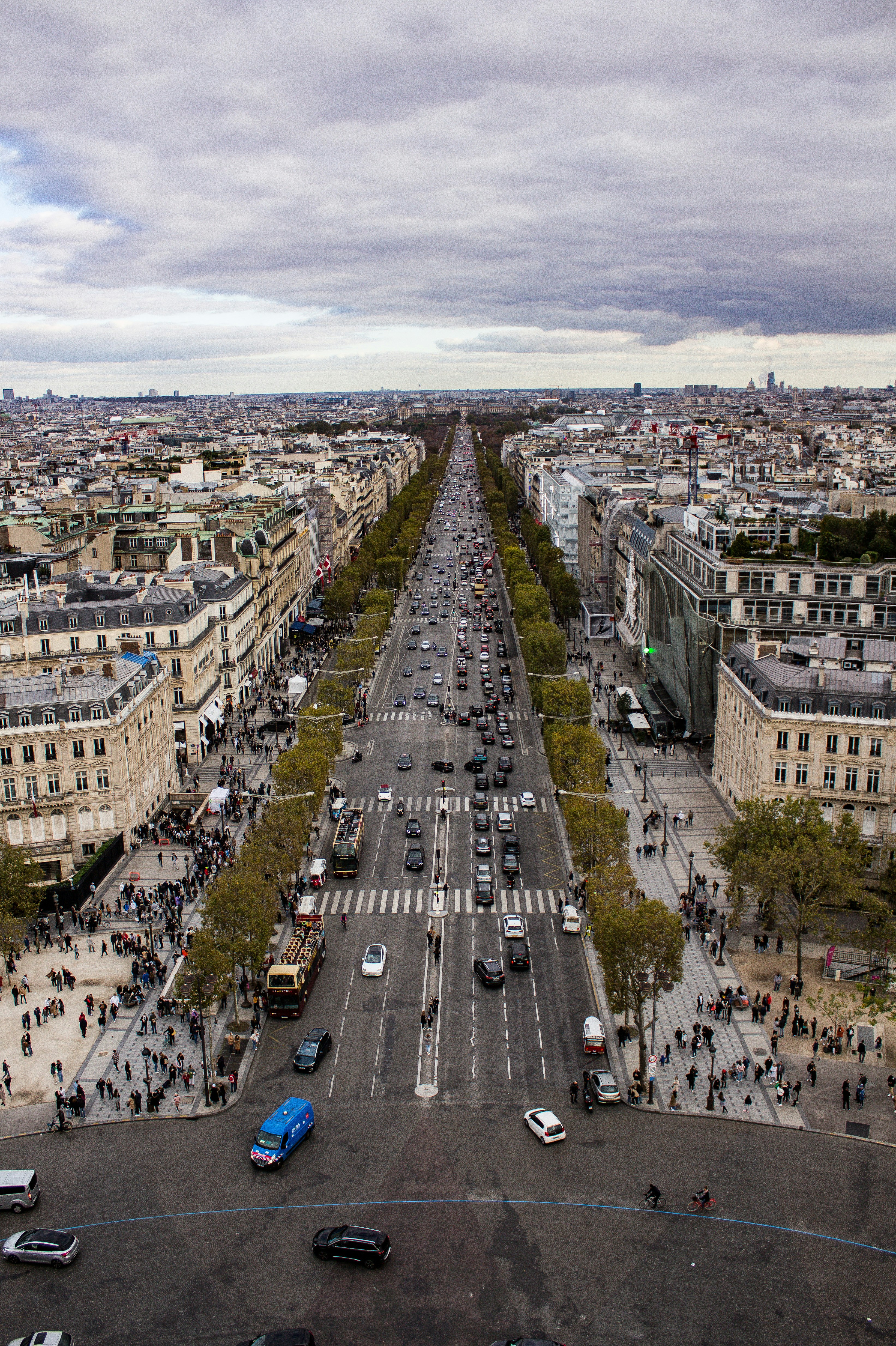 an aerial view of a busy city street