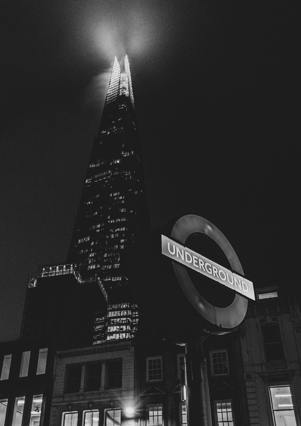 a black and white photo of the shard of the shard of the sha