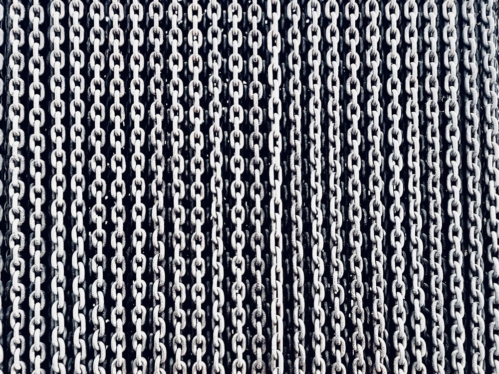 une photo en noir et blanc d’une clôture à mailles de chaîne