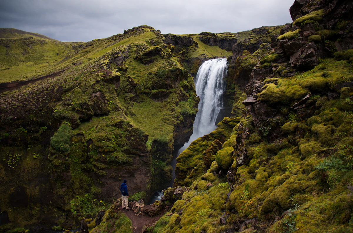 Waterfall and autumn landscapes in Iceland