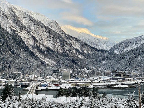Aspen mountain town in winter