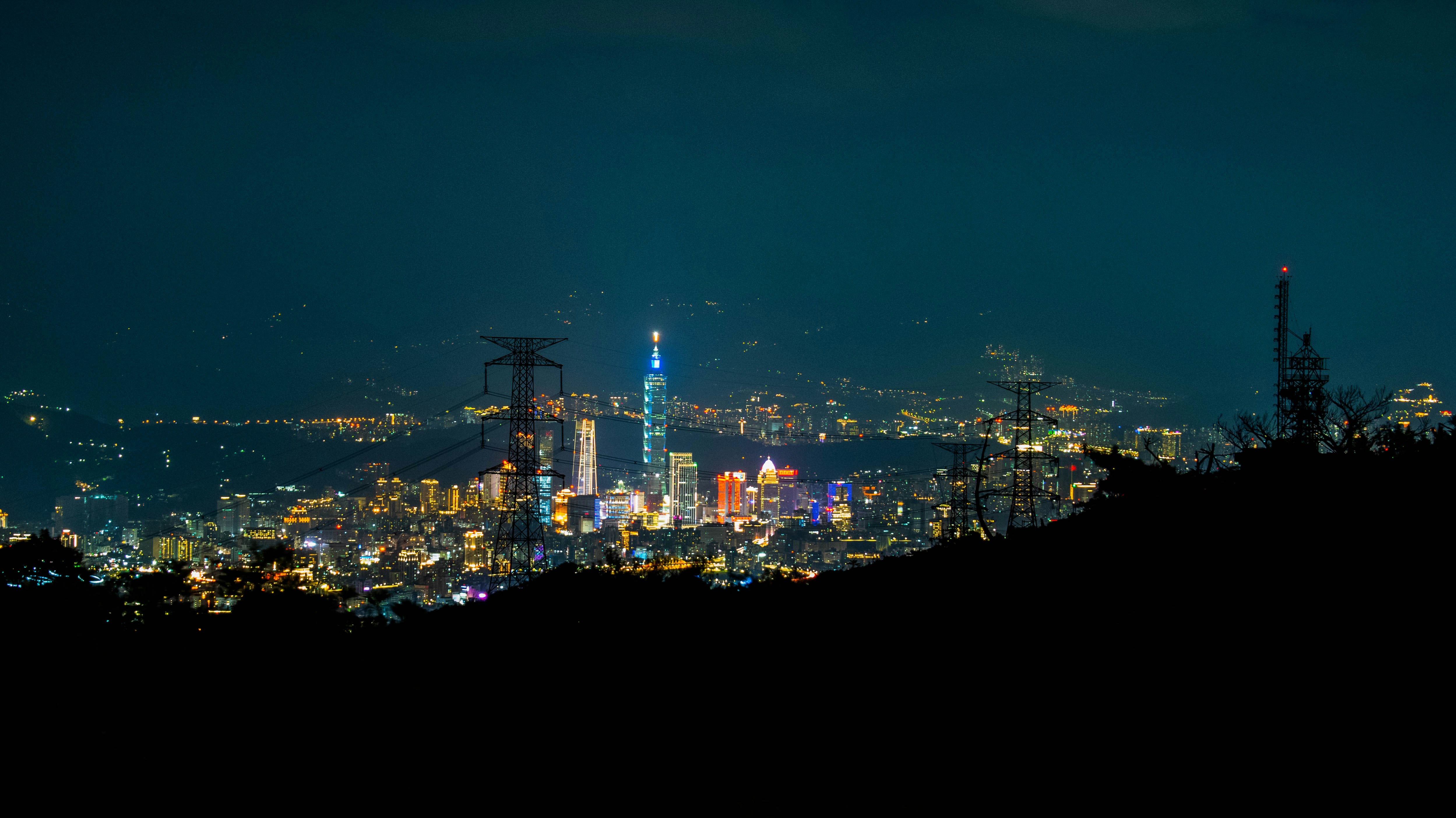 Night view of Taipei with city lights