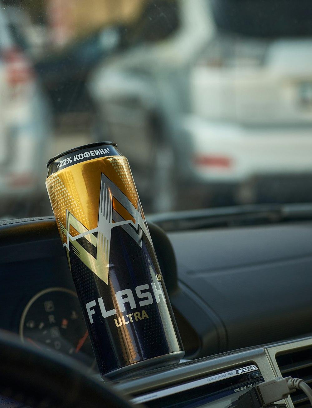a can of flash energy in a car
