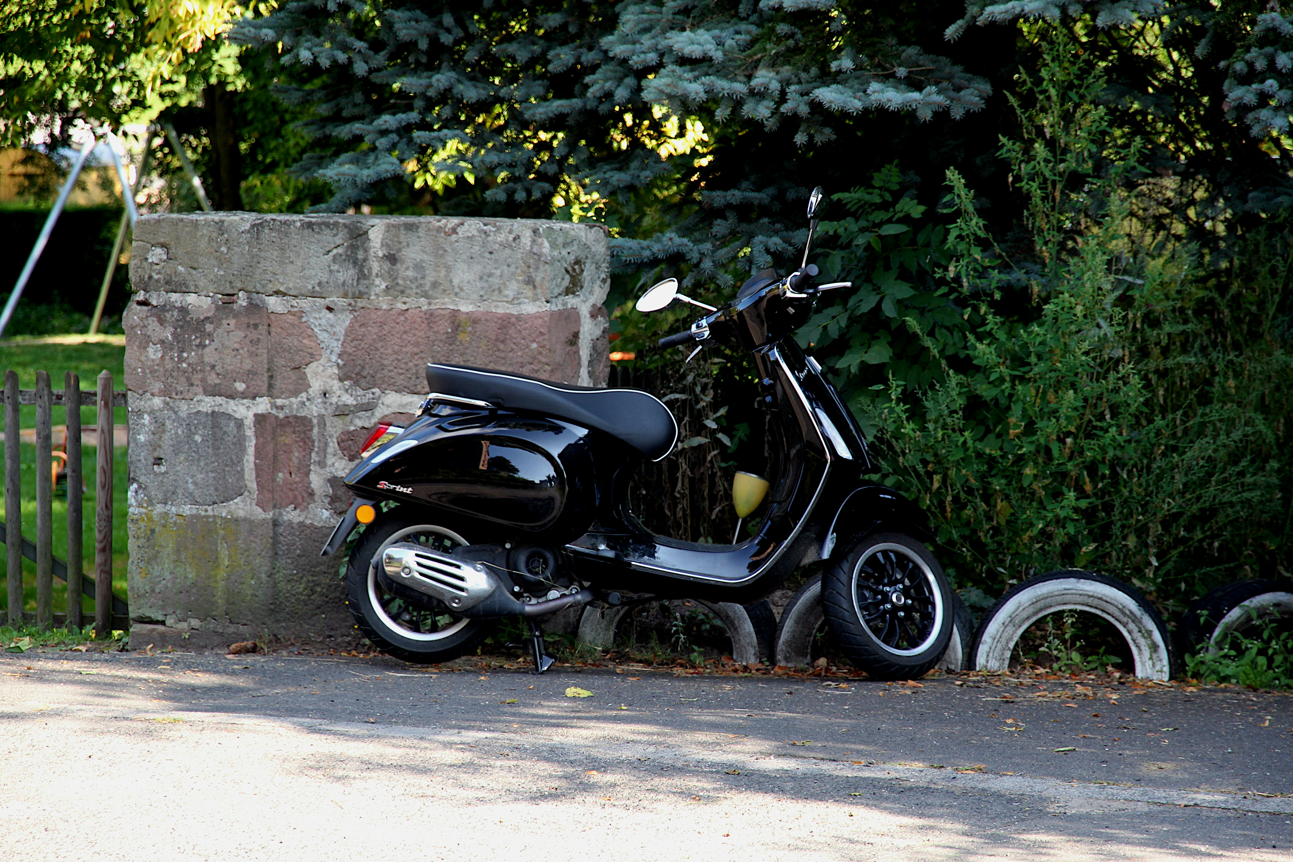 Vespa in the Streets of Buchenau, Eiterfeld, Germany, September 2021