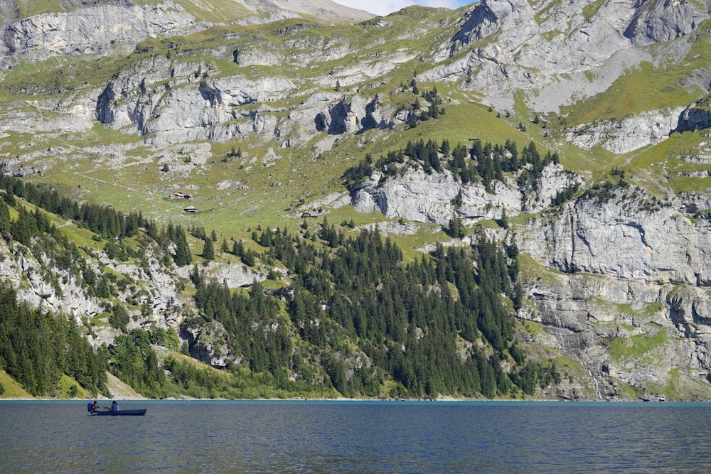 a small boat on a large body of water