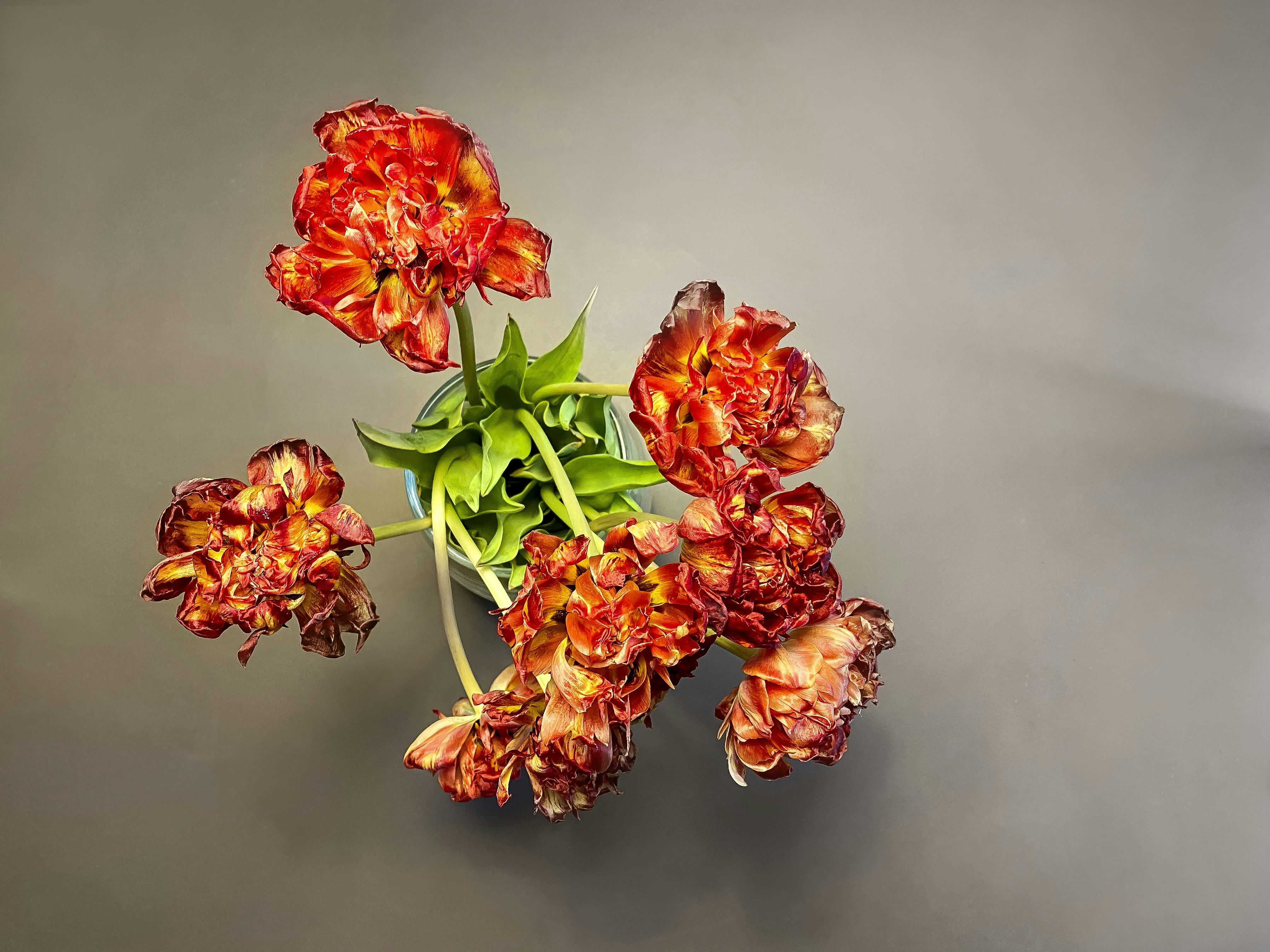 テーブルの上にある花の束