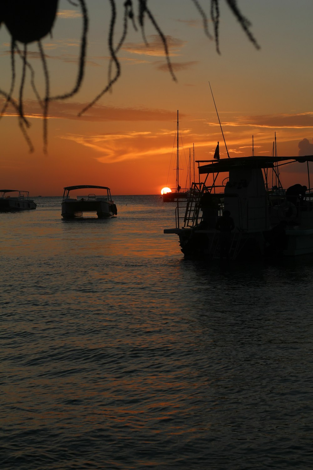 a group of boats floating on top of a body of water