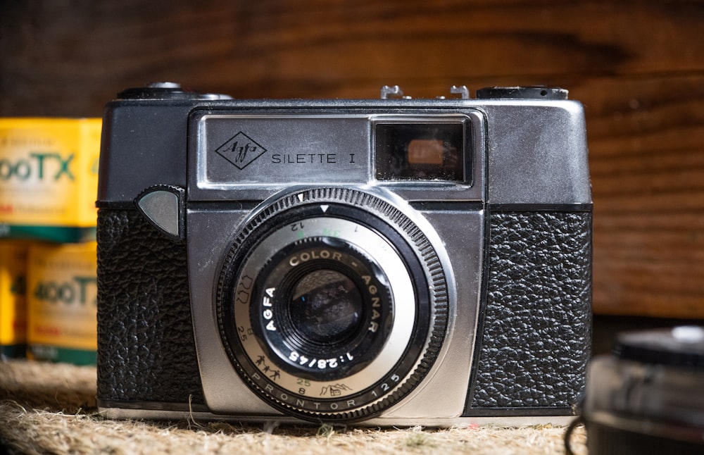 a close up of a camera on a table